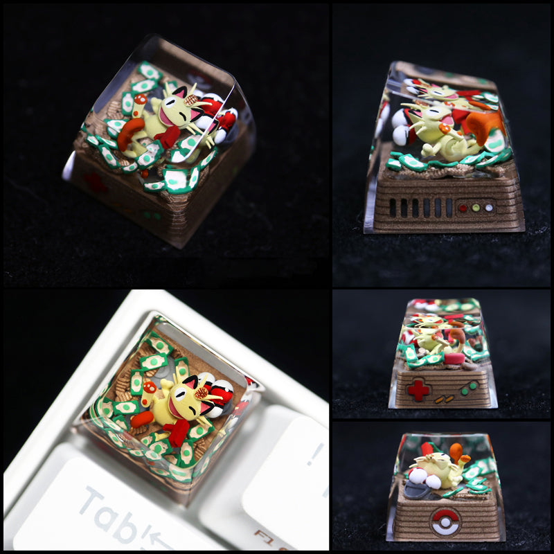 Pet Pok é mon Collection, Crystal Drops of Glue Material Artisankeycaps, Anime, Game, Culture, Creativity, Peripheral Decoration, Personalized Keycaps