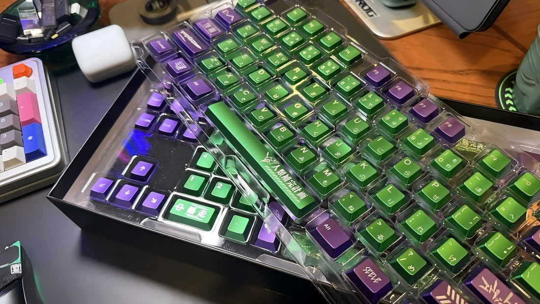 Aluminum alloy EVA metal keycap set, EVANGELION-01 color scheme, cultural and creative products related to anime and games, personalized keycap set.