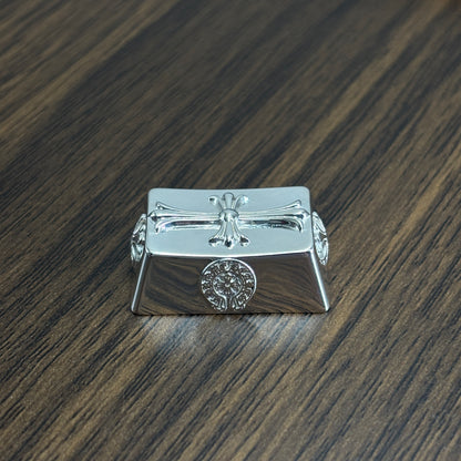 Chrome Hearts style, full keyboard key positions, 925 sterling silver custom trendy cultural keycaps, fashionable and personalized artistic decorative keycaps.