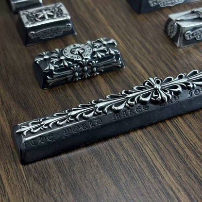 Chrome Hearts style, Metal retro patterned personalized keycaps, trendy and fashionable with decorative keycaps