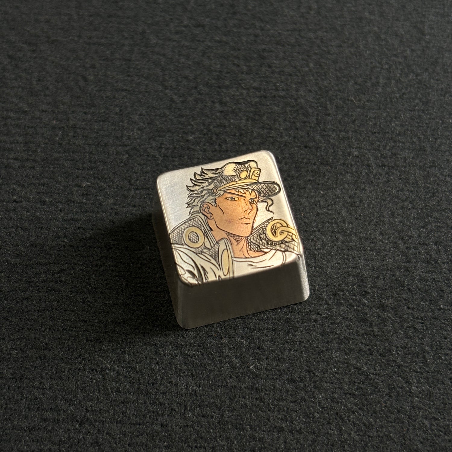 Collection of pure silver hand carved personalized keycaps, hand carved inlaid custom art keycaps