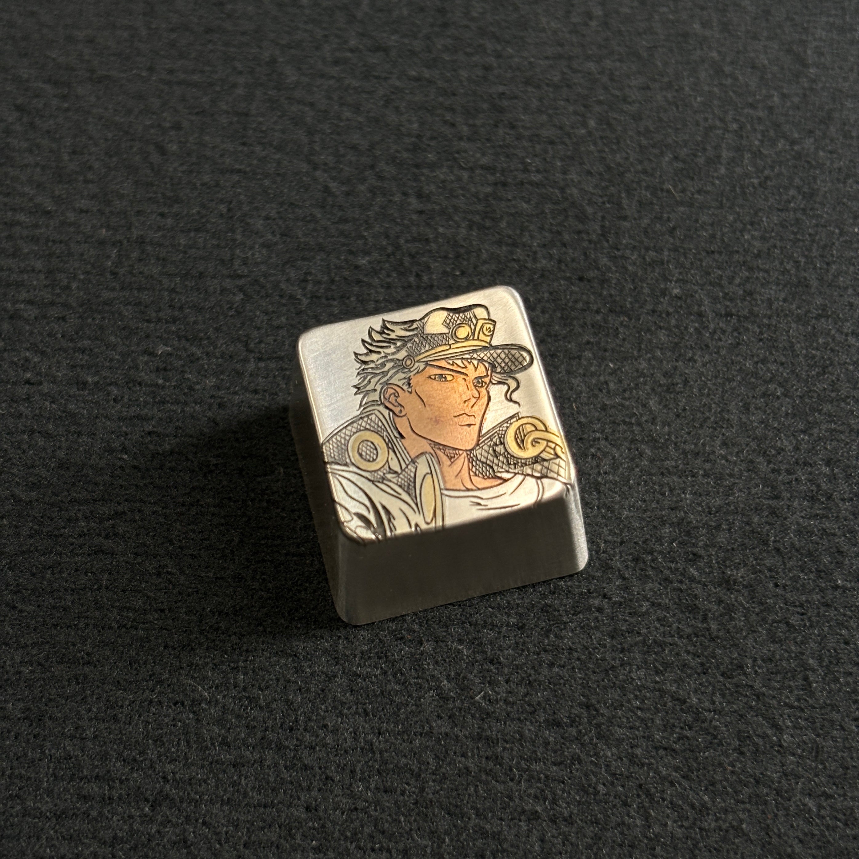 Collection of pure silver hand carved personalized keycaps, hand carved inlaid custom art keycaps