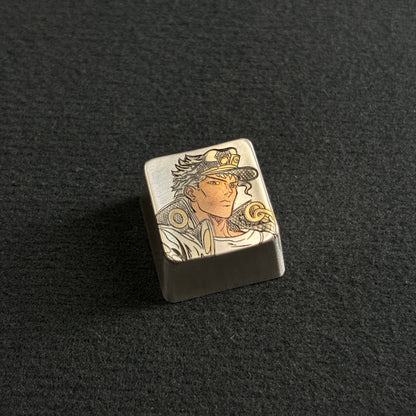Collection of pure silver hand carved personalized keycaps, hand carved inlaid custom art keycaps