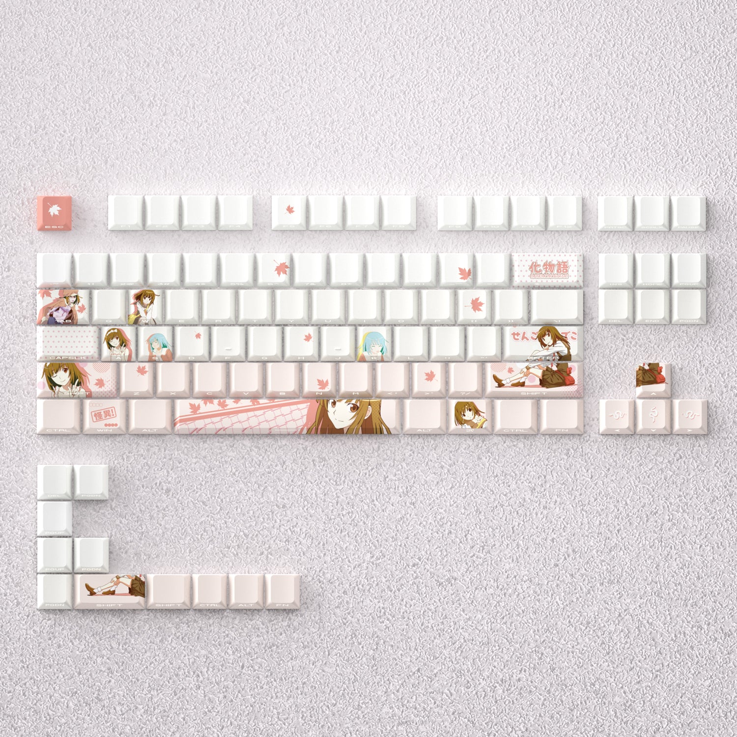 Monogatari series themed keycaps, Sengoku Nadeko anime game creative personalized keycap set PBT material factory height Sublimation printing