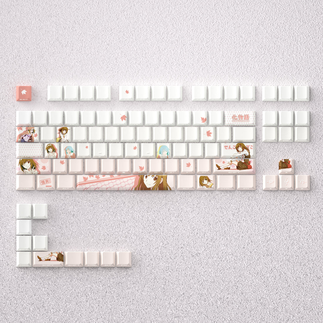 Monogatari series themed keycaps, Sengoku Nadeko anime game creative personalized keycap set PBT material factory height Sublimation printing