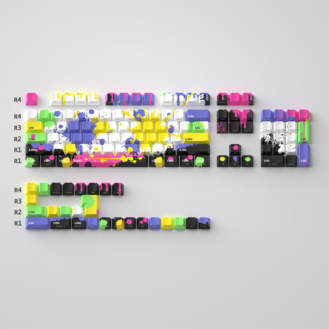Graffiti Ink Splashing Art Personalized Keycap Set PBT Thermal Sublimation Material