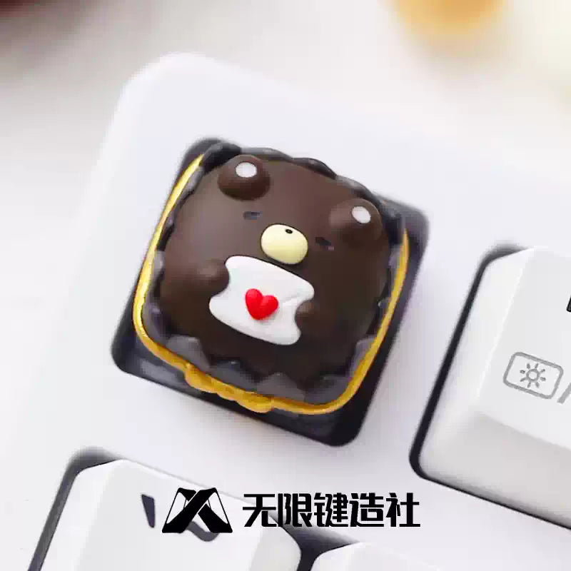 Chocolate Bear, Cute Resin Artisankeycaps Original Personalized Custom Resin Mechanical Keyboard Keycaps