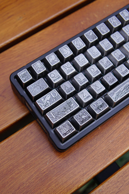 Fantastic Beasts theme, metal laser carved keycaps set, personalized keycaps made of zinc alloy material.