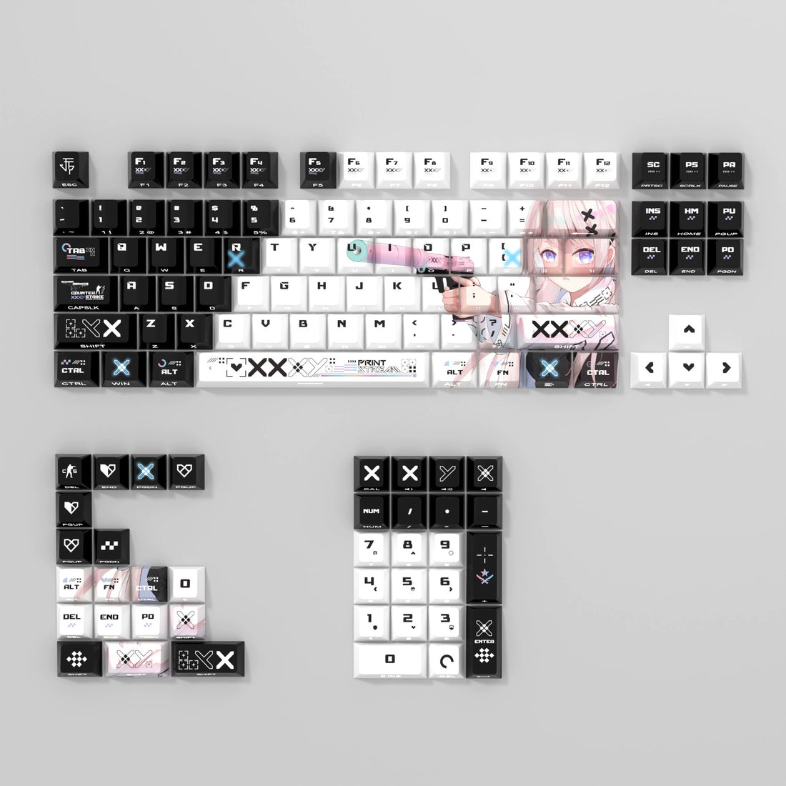 Printed Collection Girl Side Carving Original Transparent Keycap Small Set PBT Heat Sublimation Original Height Keycap Set