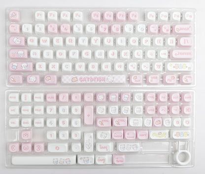 Kitten eating fish keycap pink MOA high MAC heat sublimation personality set keycap