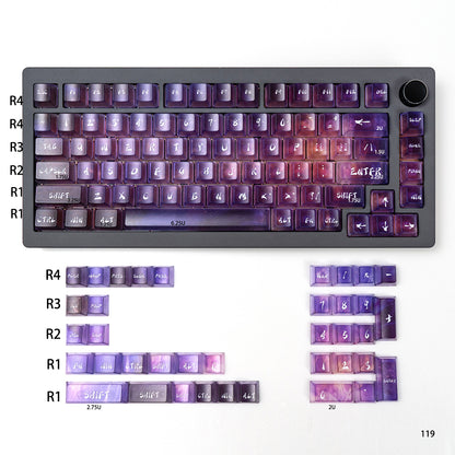 Dreamy Gradient Dyeing Series 5-sided Mist Transparent, Mechanical Keyboard Keycaps, PBT Original Factory Height