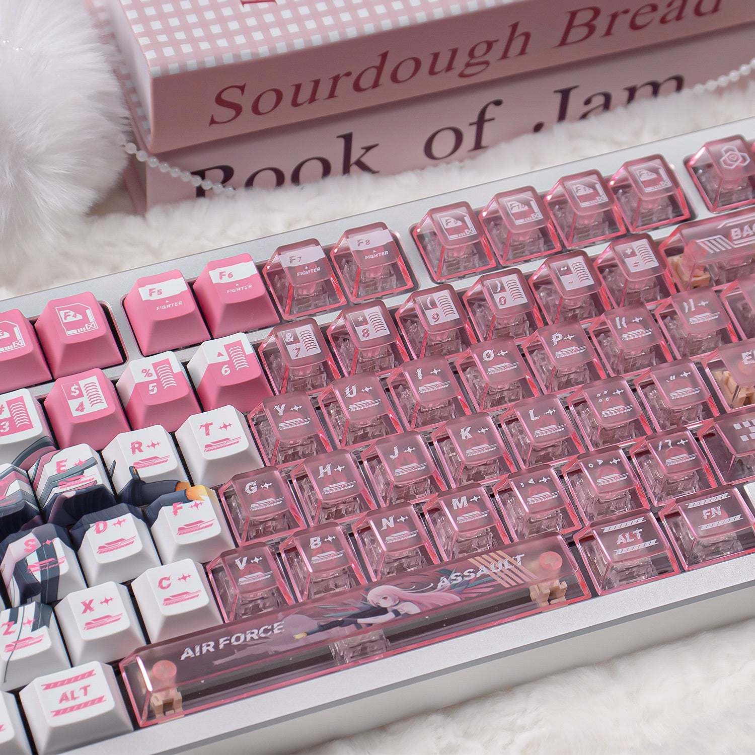 Mechatronics Assault Theme, PBT+PC Top Misty Pink Sublimation Creative Personalized Keycap Set