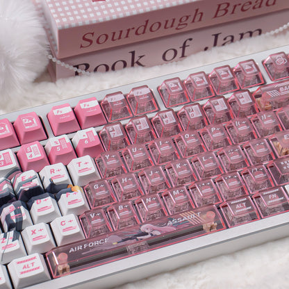 Mechatronics Assault Theme, PBT+PC Top Misty Pink Sublimation Creative Personalized Keycap Set