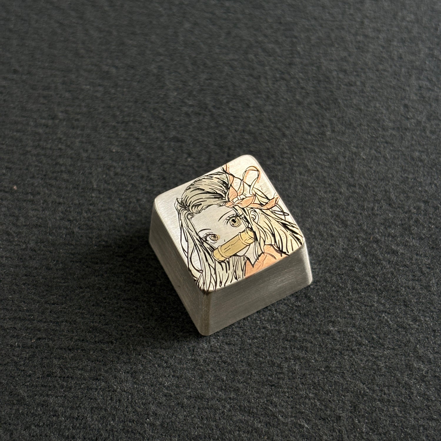 Collection of pure silver hand carved personalized keycaps, hand carved inlaid custom art keycaps