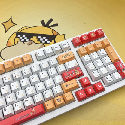 Pok é mon Psyduck Theme, PBT Material Five sided Heat Sublimation, Anime Game Series Personalized Set, Decorative Keycaps