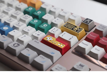 CNC aluminum alloy metal return keycap, red and white FC game console controller, mechanical keyboard cap, anodized metal keycap