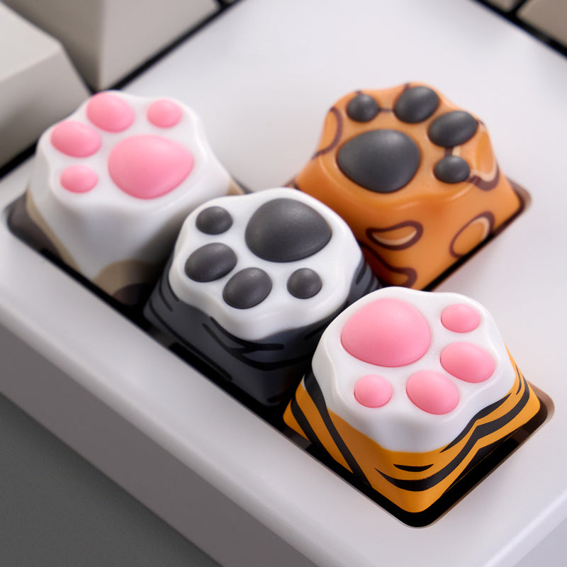 Resin cute cat paws, silicone meat pad personalized keycaps, mechanical keyboard decorative keycaps