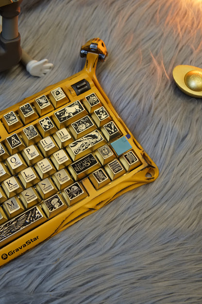 Fantastic Beasts theme, metal laser carved keycaps set, personalized keycaps made of zinc alloy material.