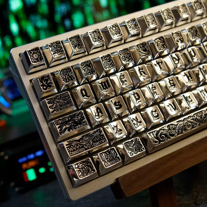 Ancient God theme, metal keycap set, peripheral personalized keycap set（Silver version）