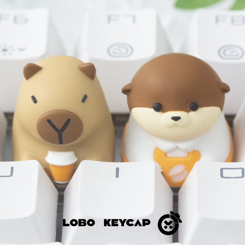 Capybara coffee series, personalized resin keycaps for coffee shop staff, decorative keycaps