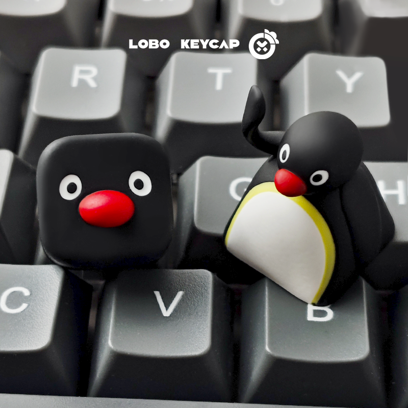 PINGU Penguin Personalized Keycaps Cute Resin Creative Mechanical Keyboard Decorative Keycaps