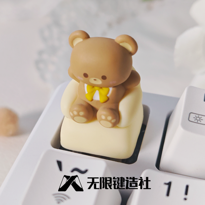 Sofa Bear Cute Keycaps Personalized Resin Mechanical Keyboard Keycaps Handmade Artisankeycaps Keycaps