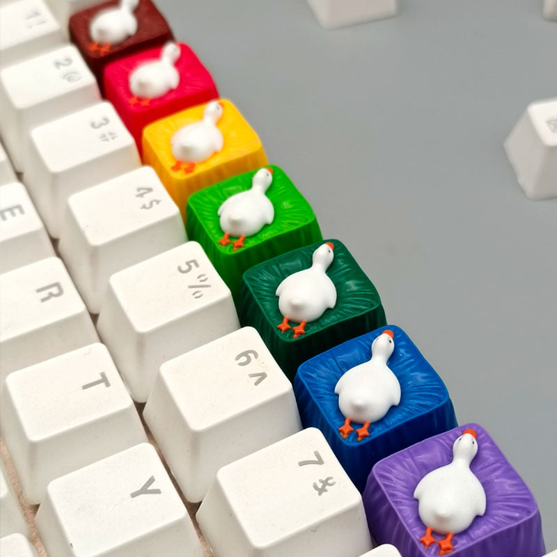 Lazy duck, multi-color resin molded keycaps, personalized keycaps, cartoon resin keycaps.