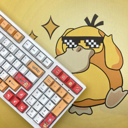 Pok é mon Psyduck Theme, PBT Material Five sided Heat Sublimation, Anime Game Series Personalized Set, Decorative Keycaps