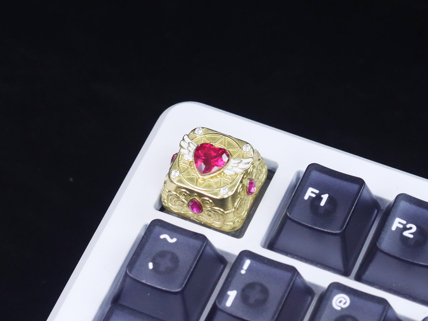 Card Captor Sakura, metal gemstone personalized keycaps, metal magic patterned keyboard decorative keycaps