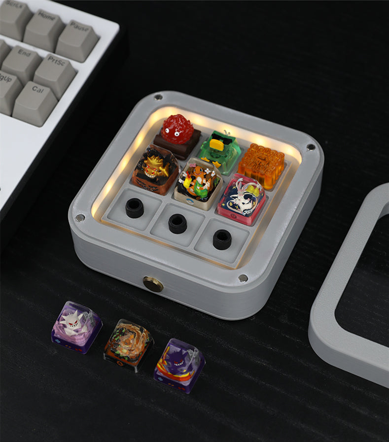 9-key keycap storage box wireless, can emit light, display mechanical keyboard with lights, personalized keycap dustproof display box