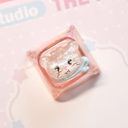 Mikko Transparent Keycaps Customized Fine Sparkling Pink Personalized Keycaps, Cute Pink Keyboard Decorative Keycaps