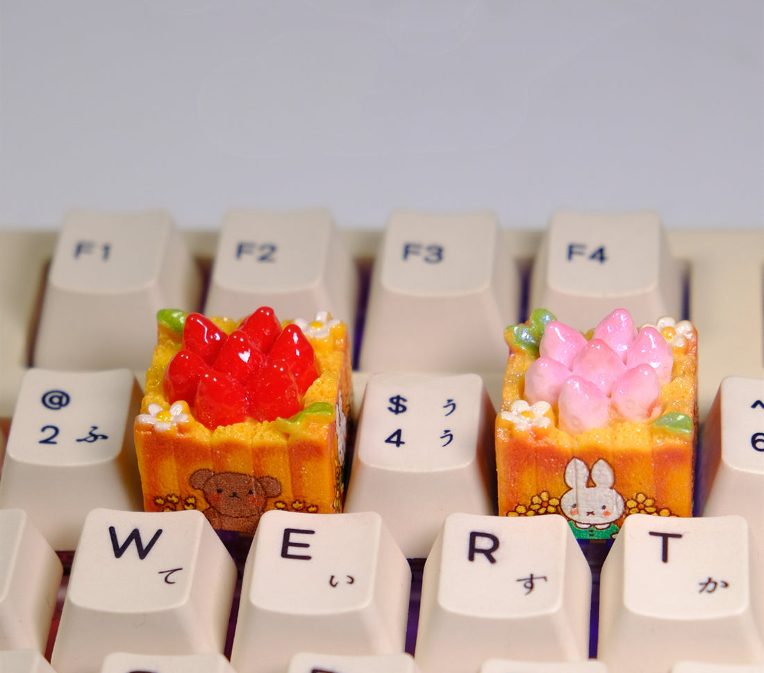 Cute Strawberry Rabbit Toast Cute Multi Color Resin Keycaps Creative Customized Decorative Keycaps