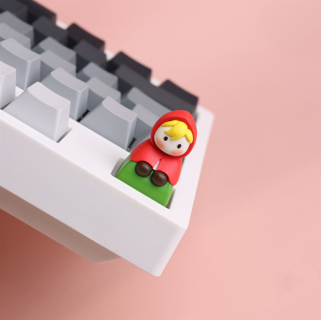 Resin coated personalized keycaps 1U Little Red Riding Hood, fairy tale Little Red Riding Hood peripheral keycaps.