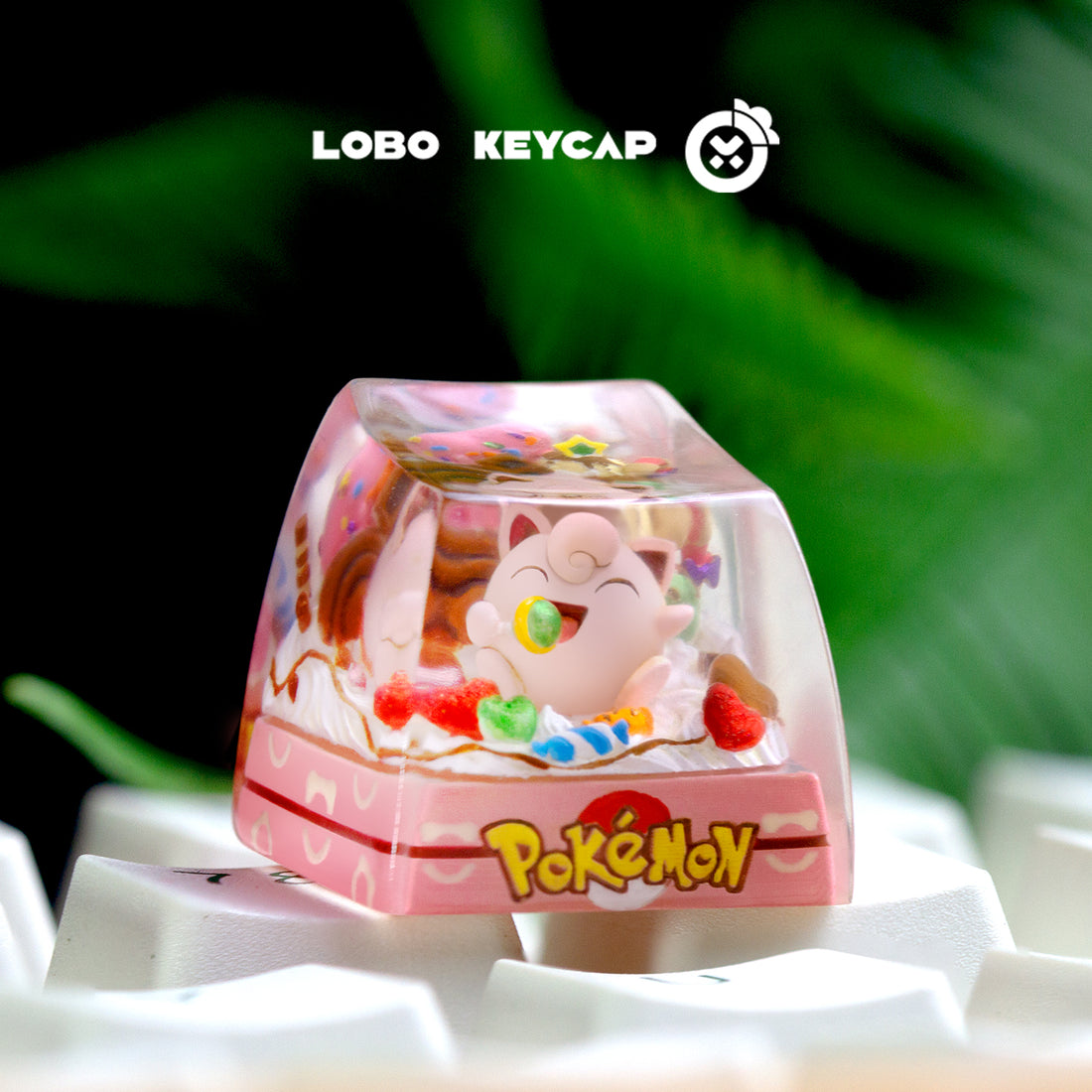 Pok é  mon series,Jigglypuff， Crystal drops of glue material artisankeycaps, cute decorative keycaps