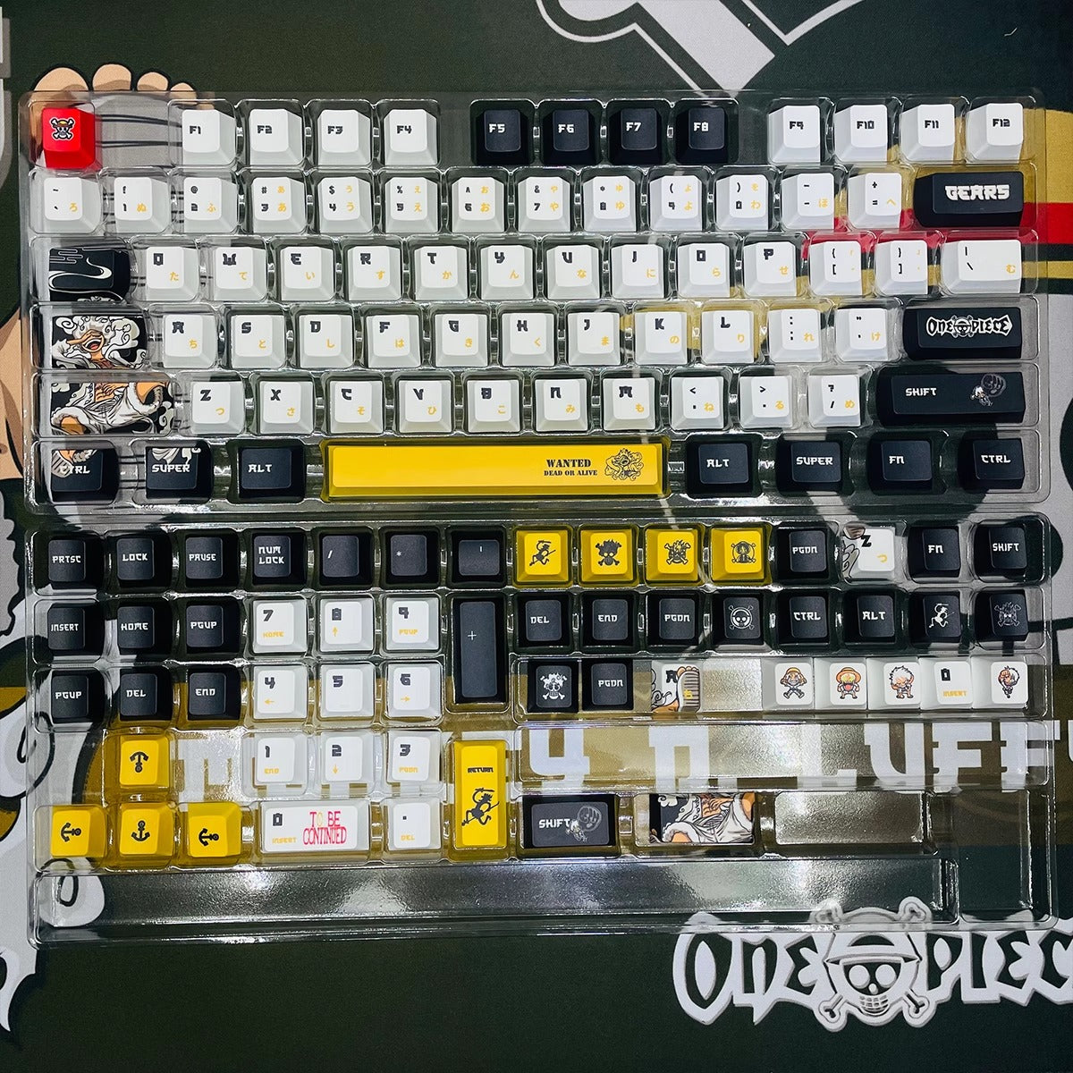One Piece series, PBT heat sublimation personalized keycap set, mechanical keyboard decorative keycaps, anime peripheral custom keycap set
