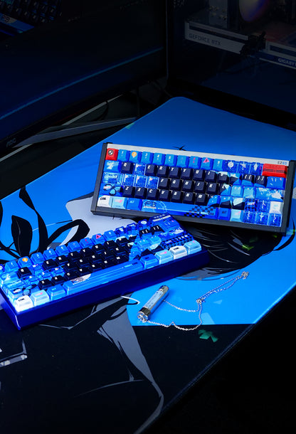 Persona P3R keycap pbt thermal sublimation blue nuclear power side transparent personalized keycap set