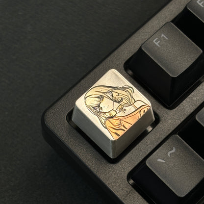 Collection of pure silver hand carved personalized keycaps, hand carved inlaid custom art keycaps
