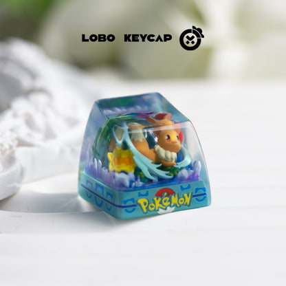 Pok é mon, Eevee，1UCrystal drops of glue personalized keycaps, Cute style resin keycaps