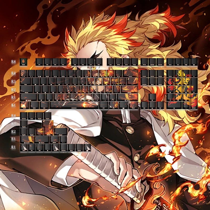 Demon Slayer Kimetsu No Yaiba Series, PBT Material Heat Sublimation Original Factory Height, Anime Game Culture Creative Personalized Keycap Set