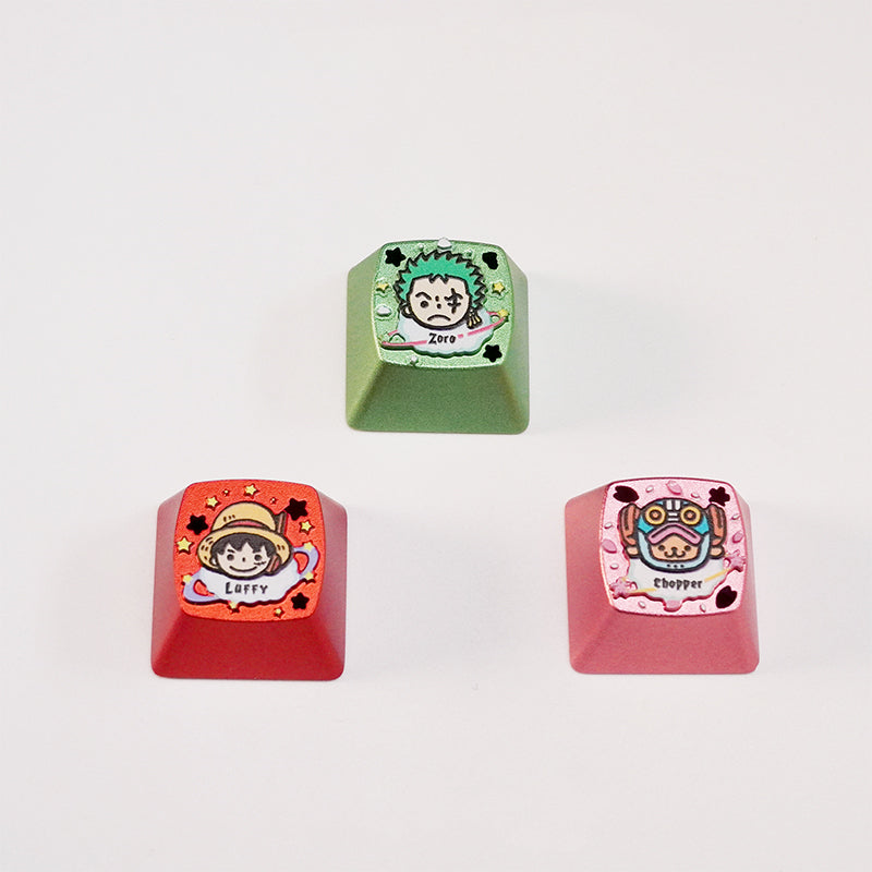 One Piece character cartoon character personalized keycap aluminum alloy metal anode process mechanical keyboard customized metal decorative keycap.