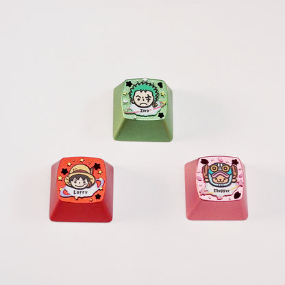One Piece character cartoon character personalized keycap aluminum alloy metal anode process mechanical keyboard customized metal decorative keycap.