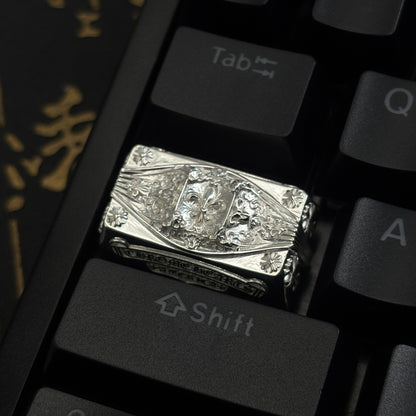Chrome Hearts style, full keyboard key positions, 925 sterling silver custom trendy cultural keycaps, fashionable and personalized artistic decorative keycaps.