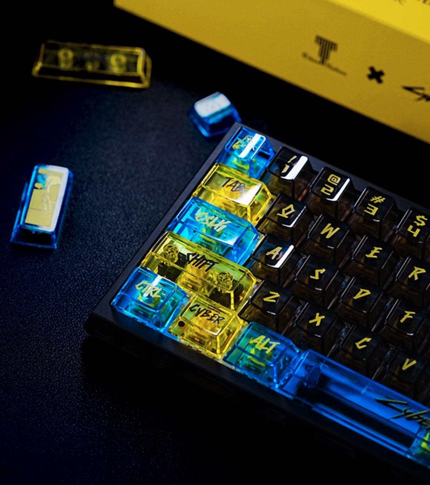 Cyberpunk themed keycaps pbt+PC sublimation technology personalized keycap set neon colored keycaps, anime and game themed decorative keycaps