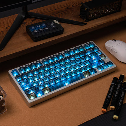 Interstellar themed keycap set, five sided frosted translucent PC keycap personalized customization PBT heat sublimation factory height