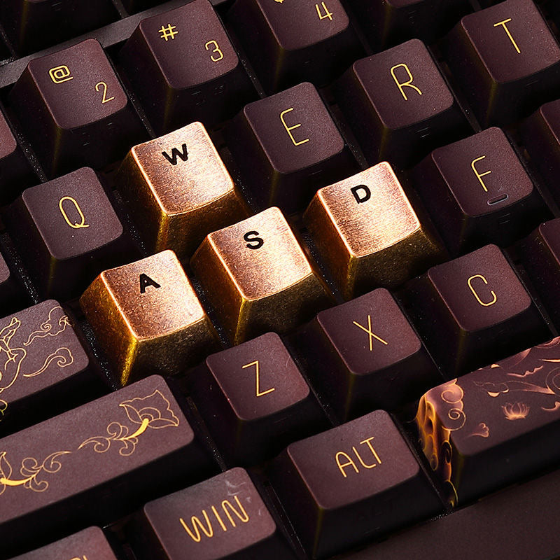 Wasd key position pure copper personalized engraved keycaps mechanical keyboard OEM height metal material decorative keycaps