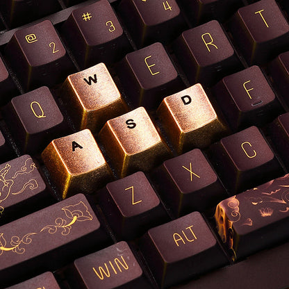 Wasd key position pure copper personalized engraved keycaps mechanical keyboard OEM height metal material decorative keycaps