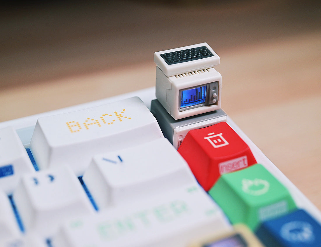 Mac, Macintosh, K-02 prototype keycaps, retro personalized translucent resin keycaps, mechanical keyboard decorative keycaps