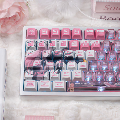 Mechatronics Assault Theme, PBT+PC Top Misty Pink Sublimation Creative Personalized Keycap Set