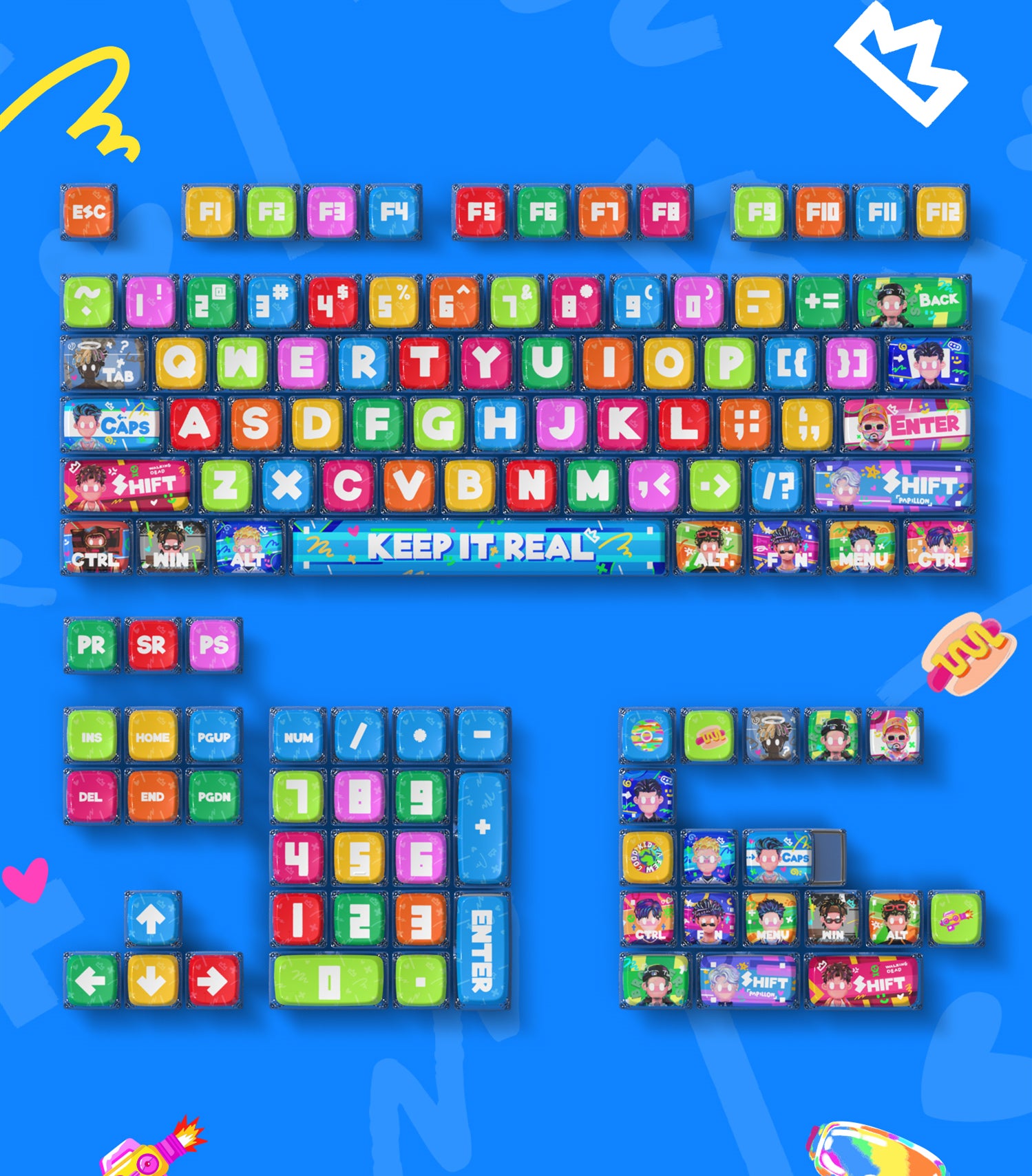 Street artist graffiti series, PBT material sublimation process personalized keycap customization set, decorative keycaps