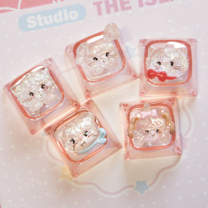 Mikko Transparent Keycaps Customized Fine Sparkling Pink Personalized Keycaps, Cute Pink Keyboard Decorative Keycaps